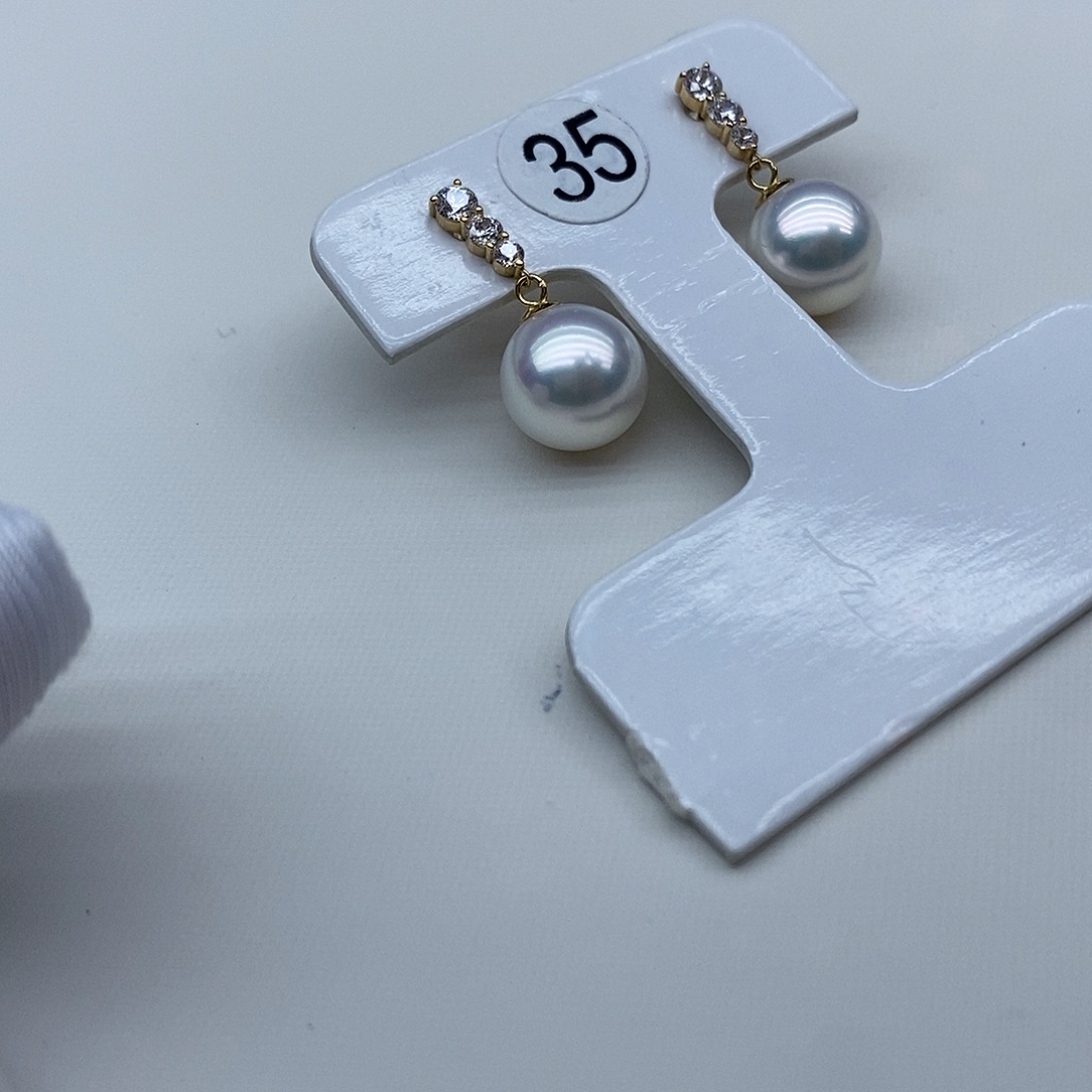 海水珍珠耳饰18K金镶嵌