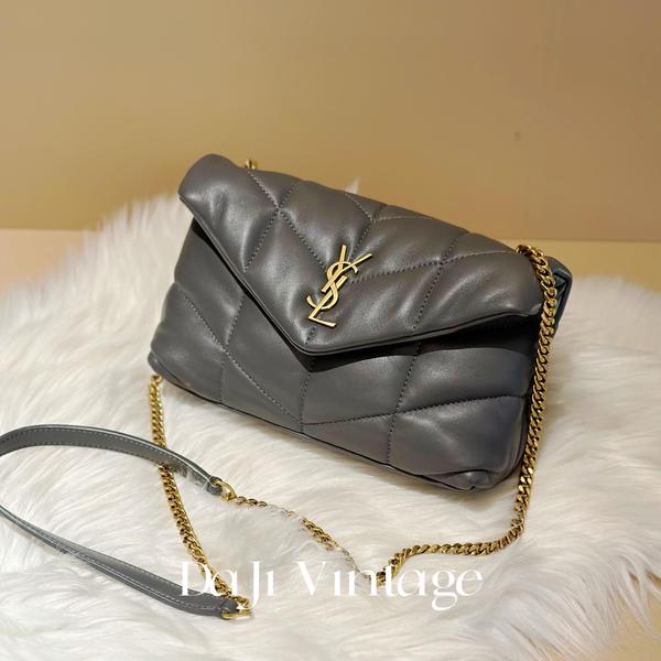 大吉中古/YSL圣罗兰灰色金标puffer单肩包
