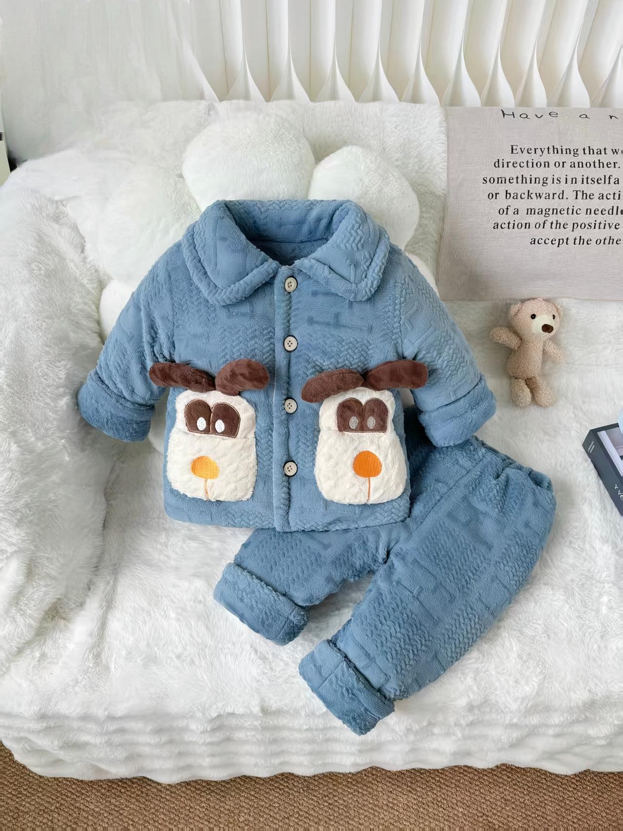 卡通风休闲风保暖卡通家居服套装宝宝家居服加厚男童