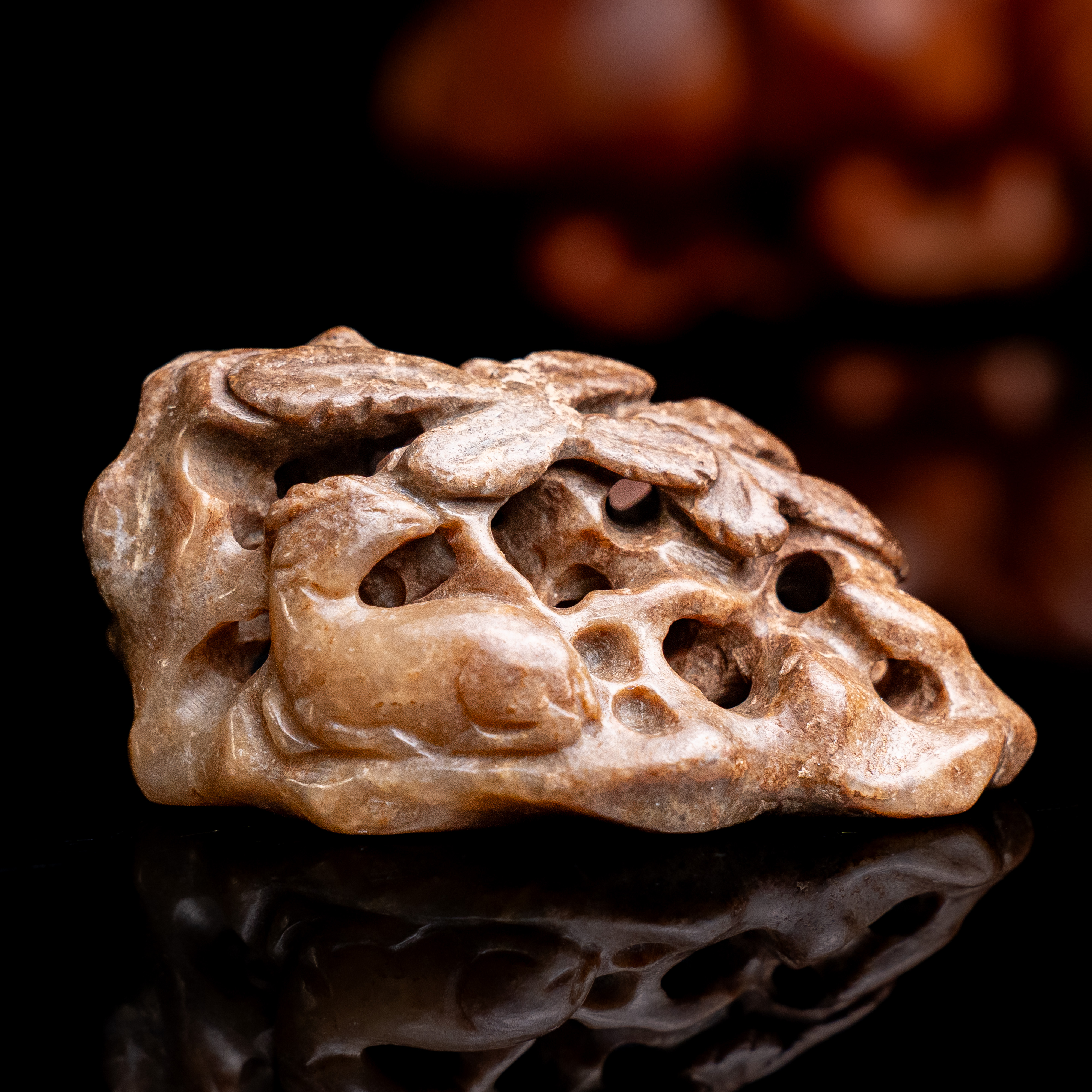 明代和田玉秋山鹿山子-NX