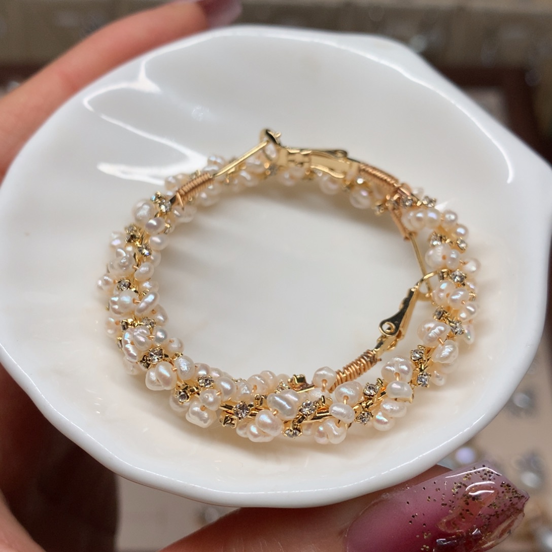 淡水珍珠耳饰合金