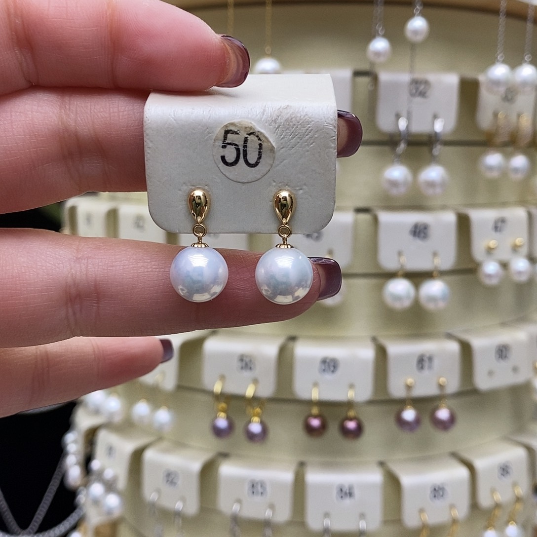 淡水珍珠耳饰18K金镶嵌