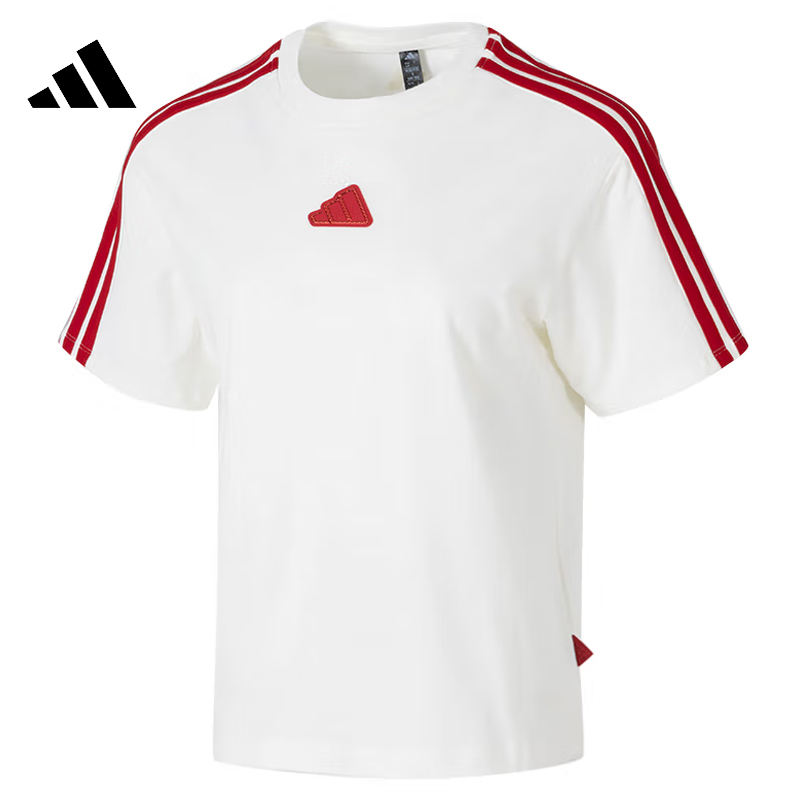 adidas阿迪达斯女子CW SS TEE针织无领短T恤JW6664