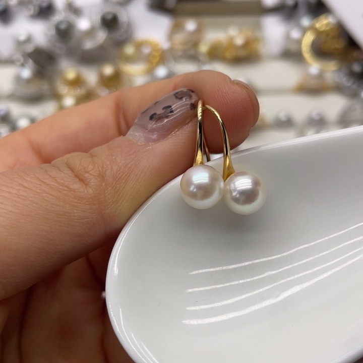 海水珍珠耳饰银S925镶嵌