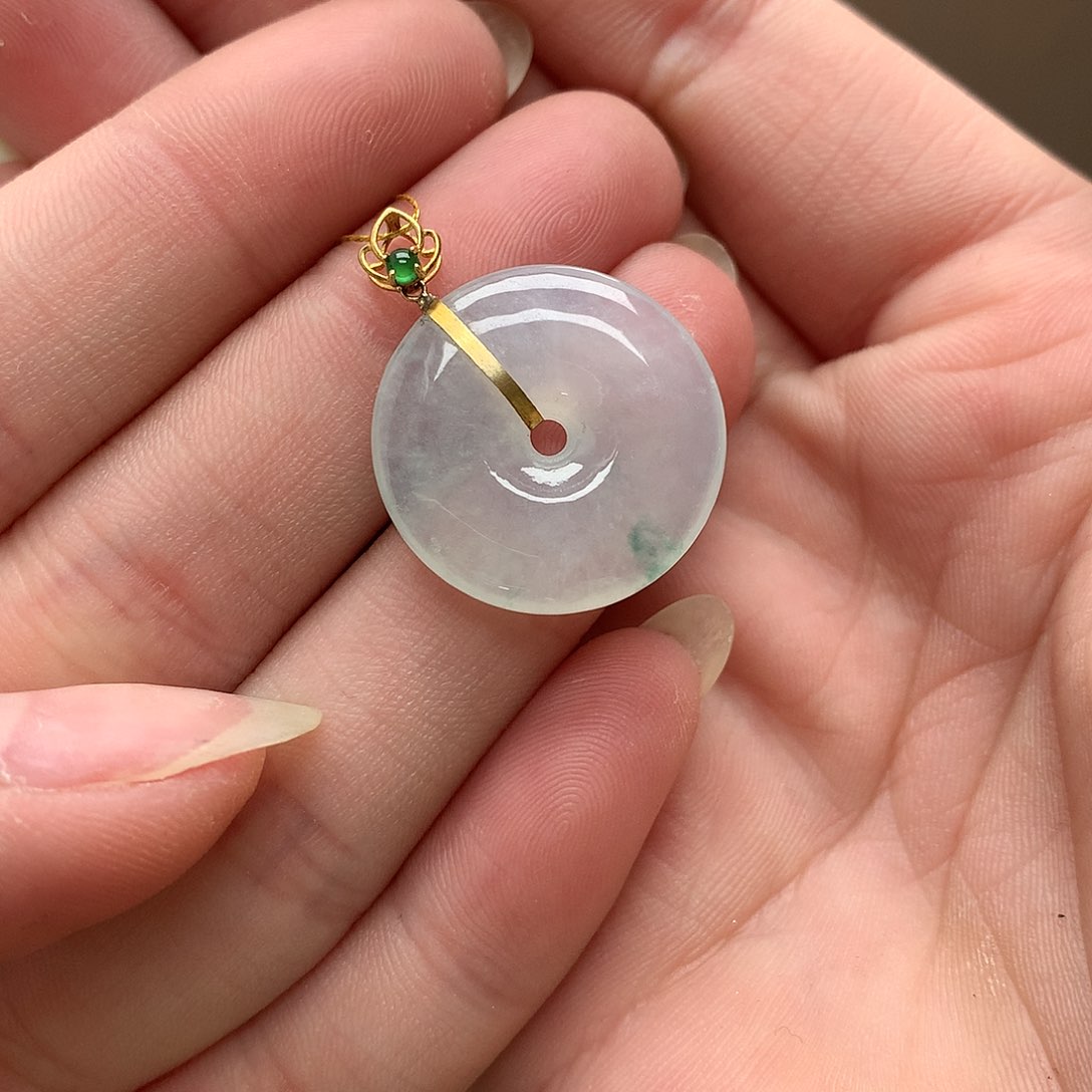 翡翠吊坠(不含链)18K金镶嵌