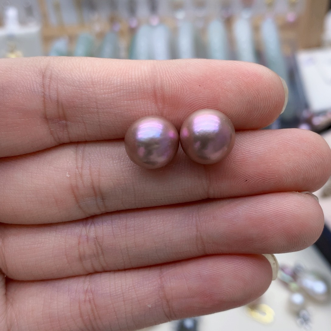 淡水珍珠耳饰银S925镶嵌