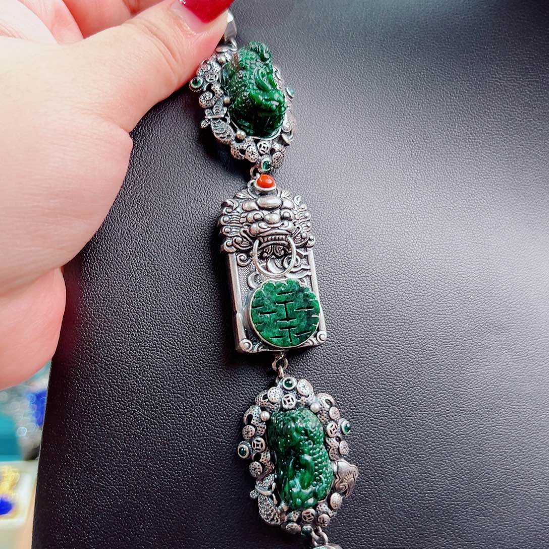 戒指/指环翡翠银S925镶嵌国风