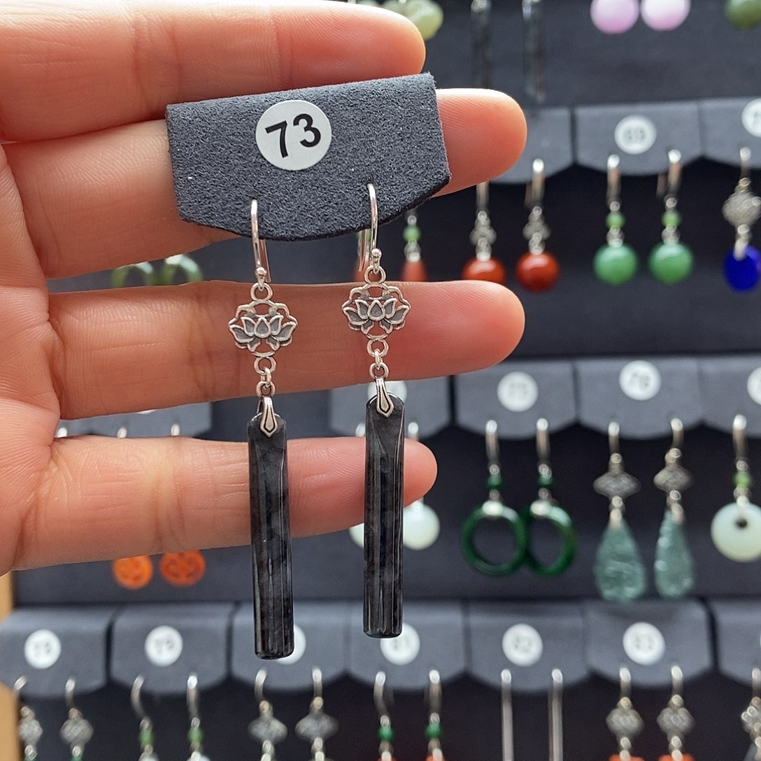 渲***翡翠银S925镶嵌耳饰