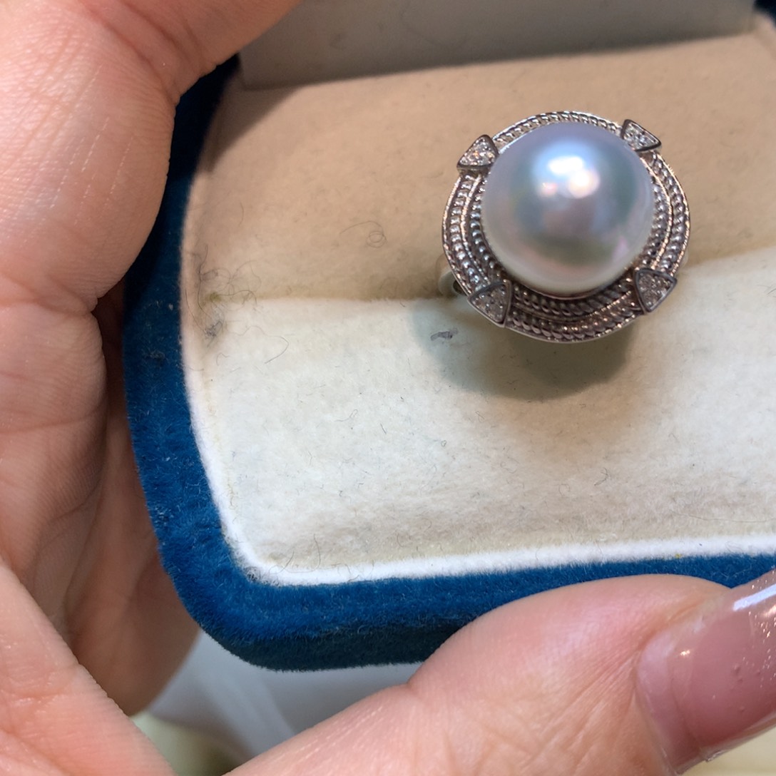 海水珍珠戒指银S925镶嵌