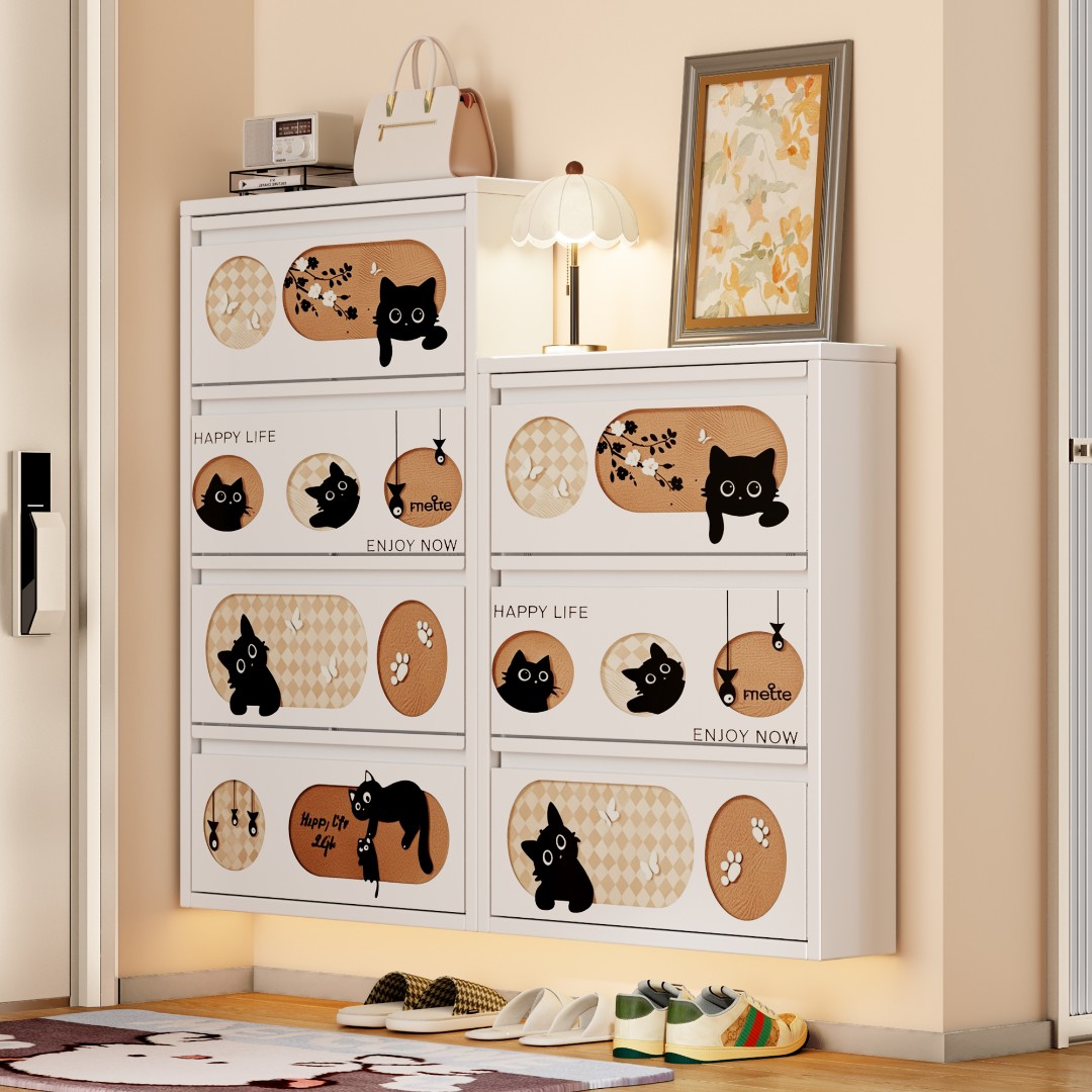 安圣瑞超薄鞋柜印花款入户玄关大容量鞋柜