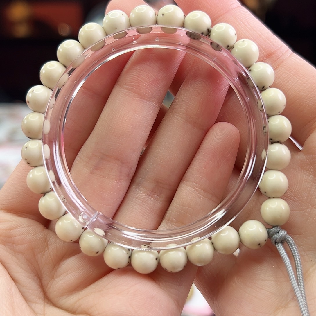 手串星月菩提Fqh8mm龙蛋 三分之二留白 绿背颗粒星