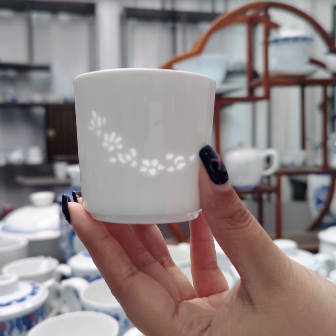 陶瓷玉兰花茶水杯两只装
