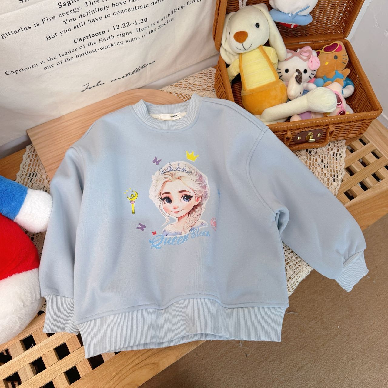 【新疆包邮】中童一体绒韩版艾莎卫衣G342