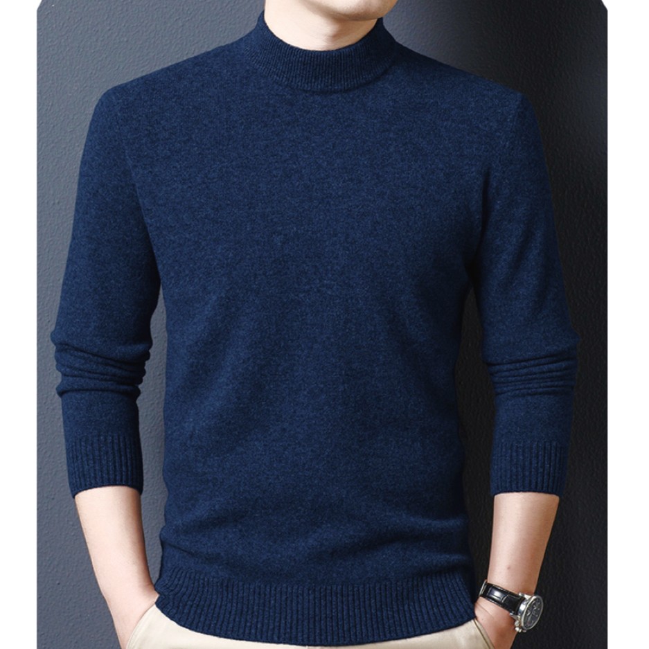 hanyang/晗洋男士羊毛加厚半高领纯色25年秋冬打底衫百分百羊毛衫