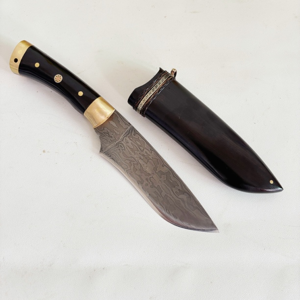 云南（芒果小刀）手工锻打大马士革钢手把刀家用小刀方便携带瓜果刀