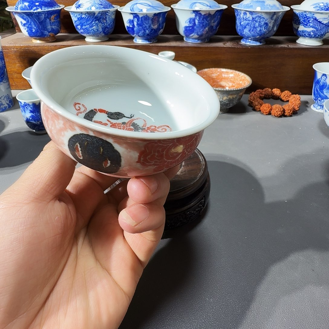 泥塑主人杯手工手绘微微瑕