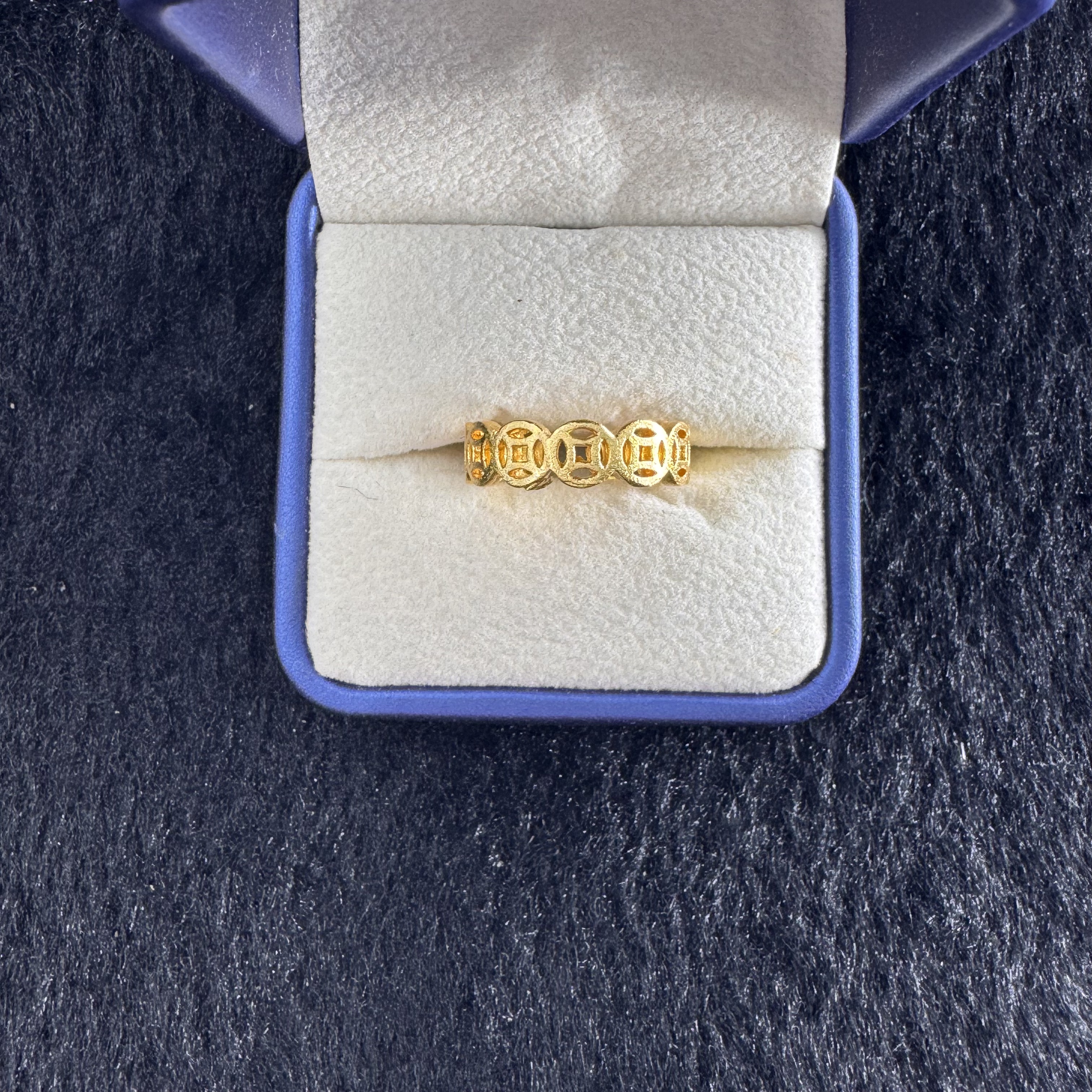 【丁老头甄选】金色钱多多开口戒指4009