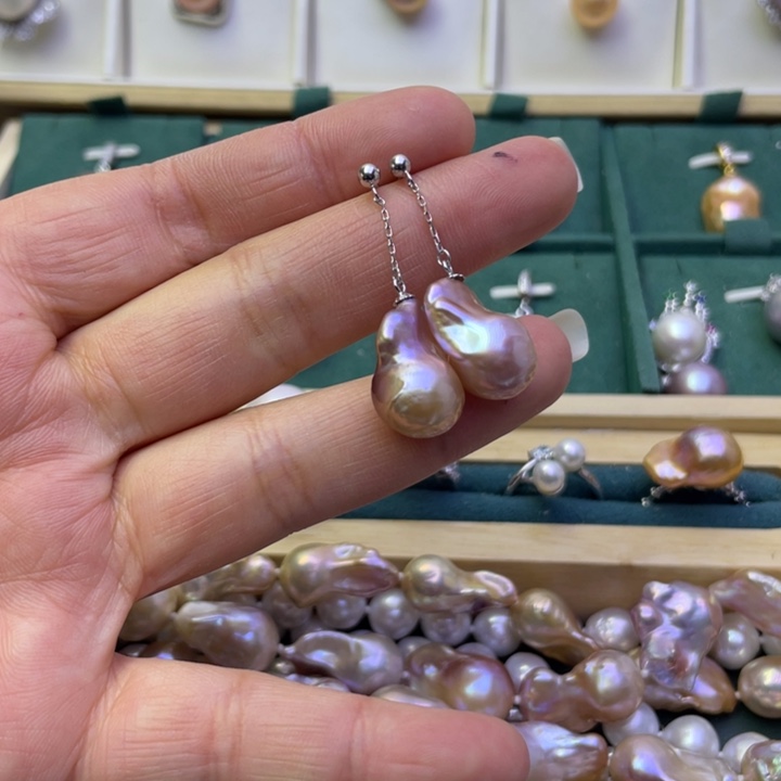 淡水珍珠耳饰银S925镶嵌