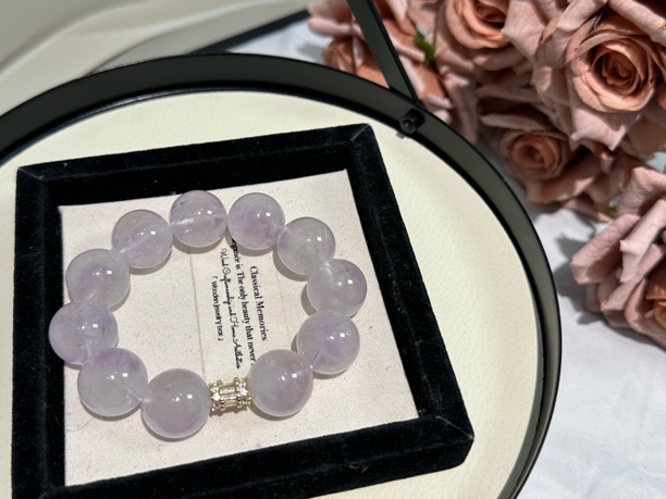 【柚金手作】18mm左右薰衣草紫水晶天然水晶手串多样性发一