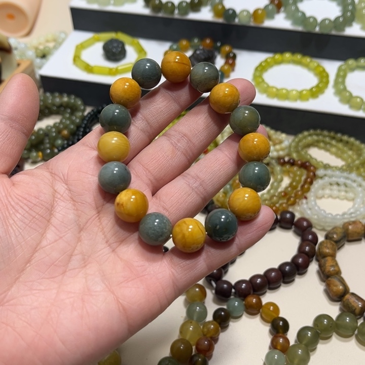 蛇纹石玉未镶嵌手链卡14