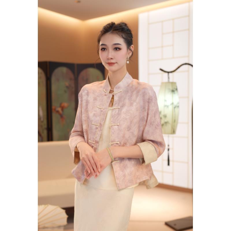 品优【浪蕊】中式国风江涯海浪纹复古提花外套-20240665--阿珍