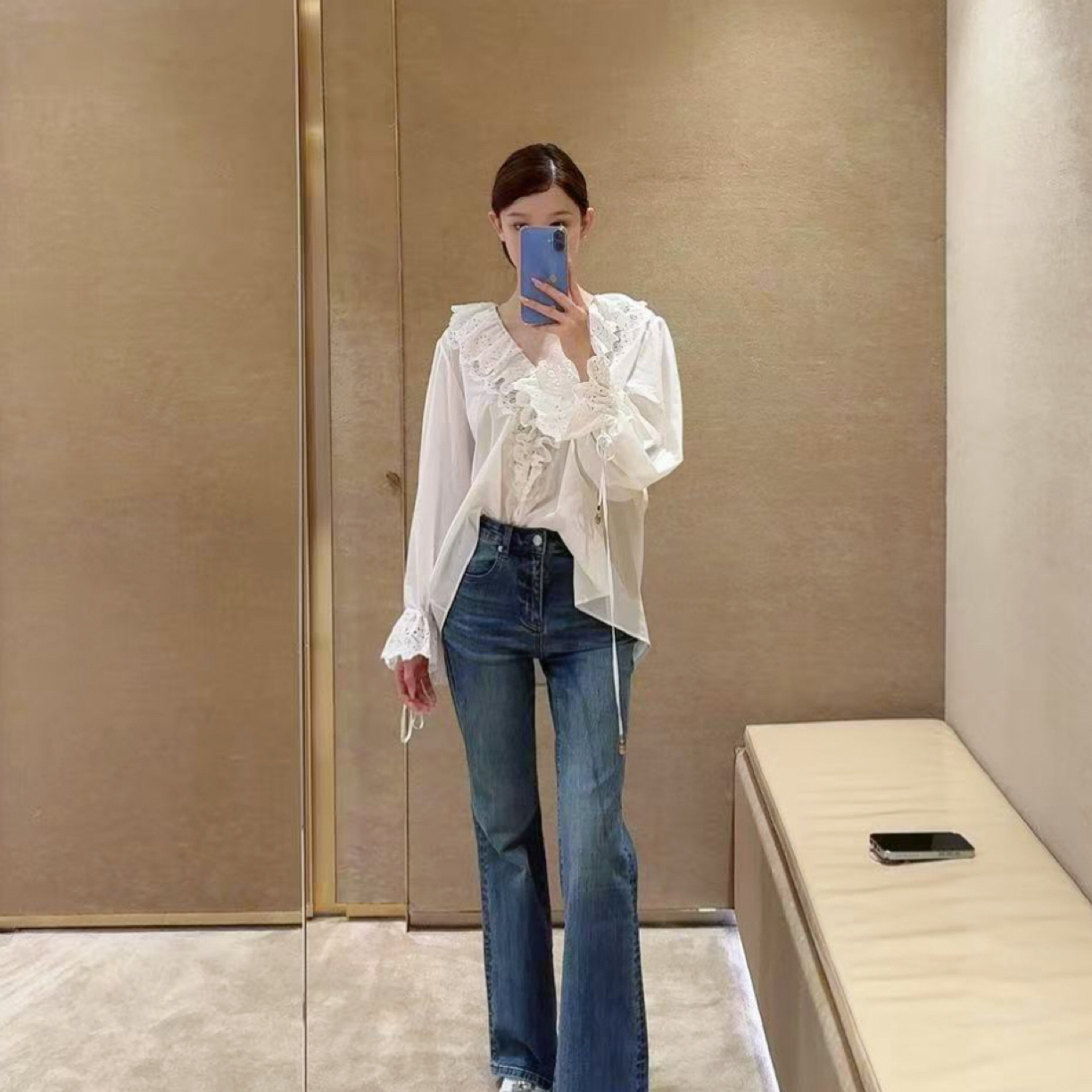 PARIS DÉSIGNE 超绝显瘦直腿牛仔裤 必入微喇神裤