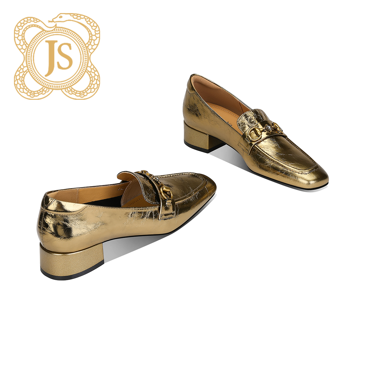 已开价，1029D7543真皮复古高跟英伦风中跟时尚欧美方头粗跟乐福鞋