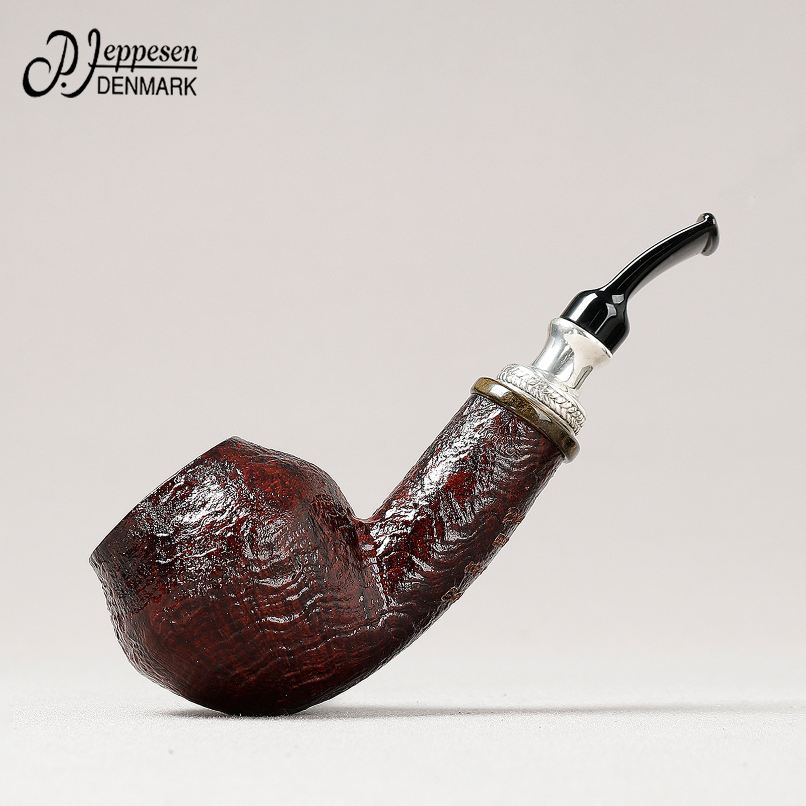 丹麦吉普森 IDA Boutique典藏4 喷砂微弯 银圈 手工石楠木烟斗