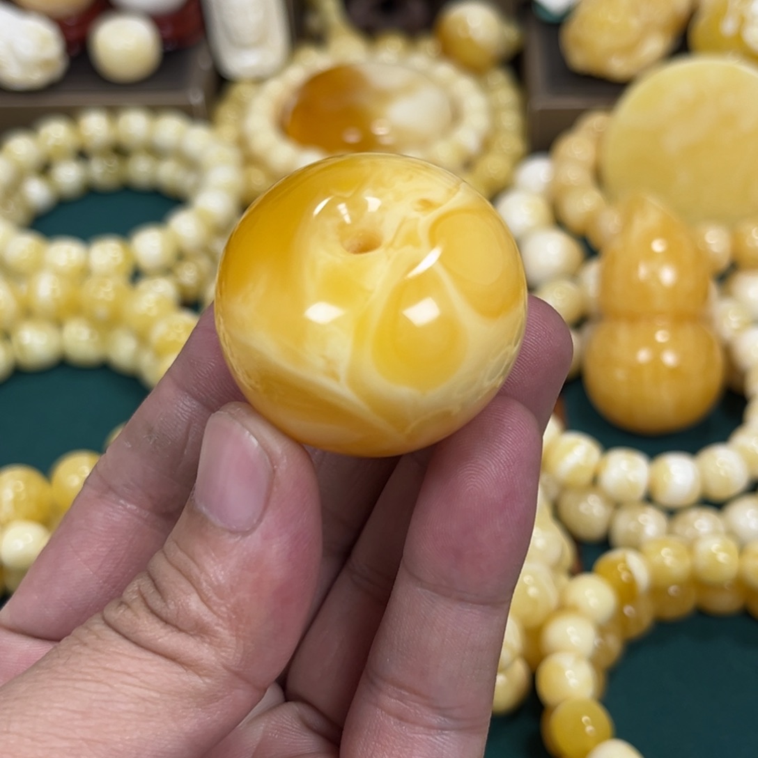 琥珀手链未镶嵌焦皮奶橘