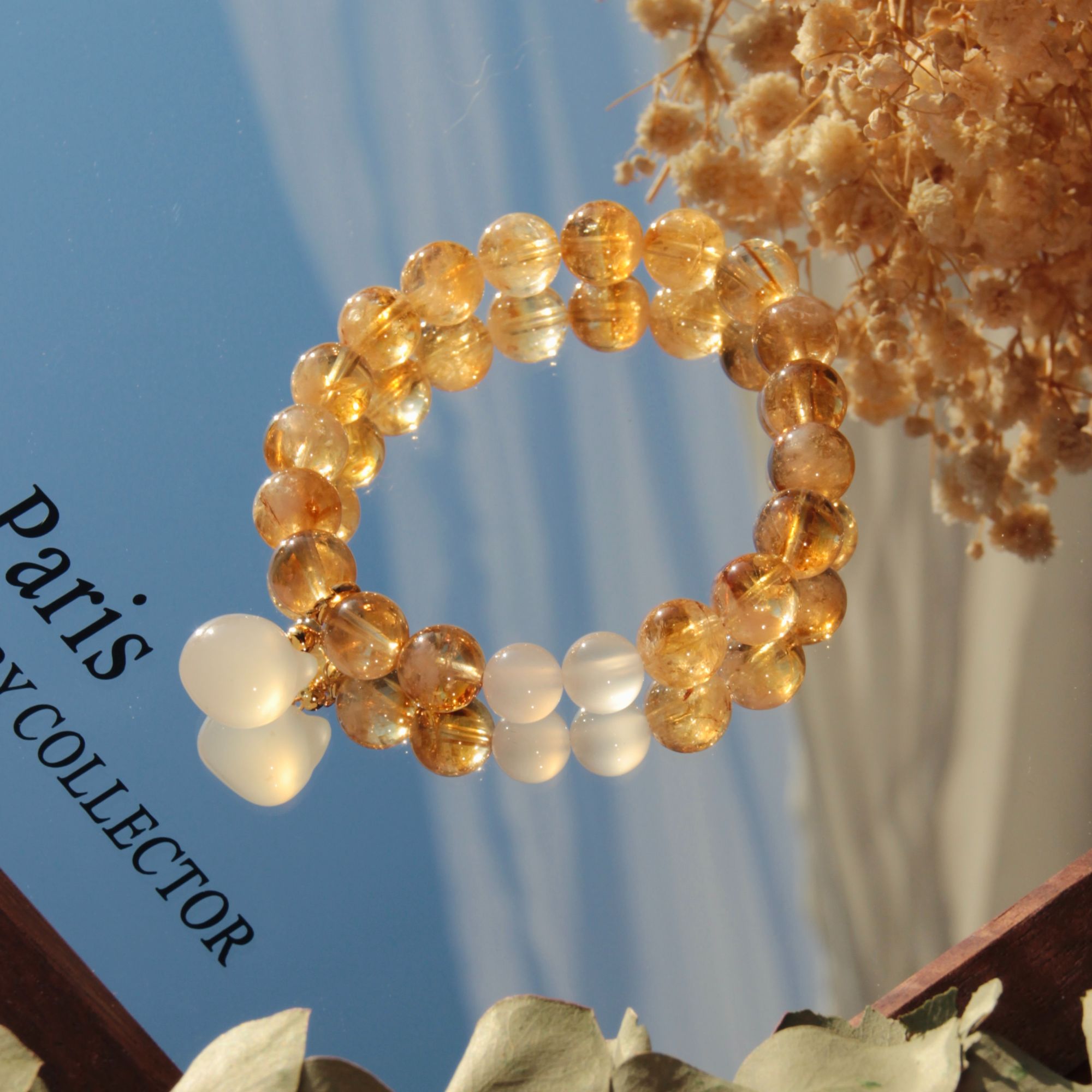 【焦糖猫】天然水晶手串少女手链可爱黄塔晶多样性发其一s1062