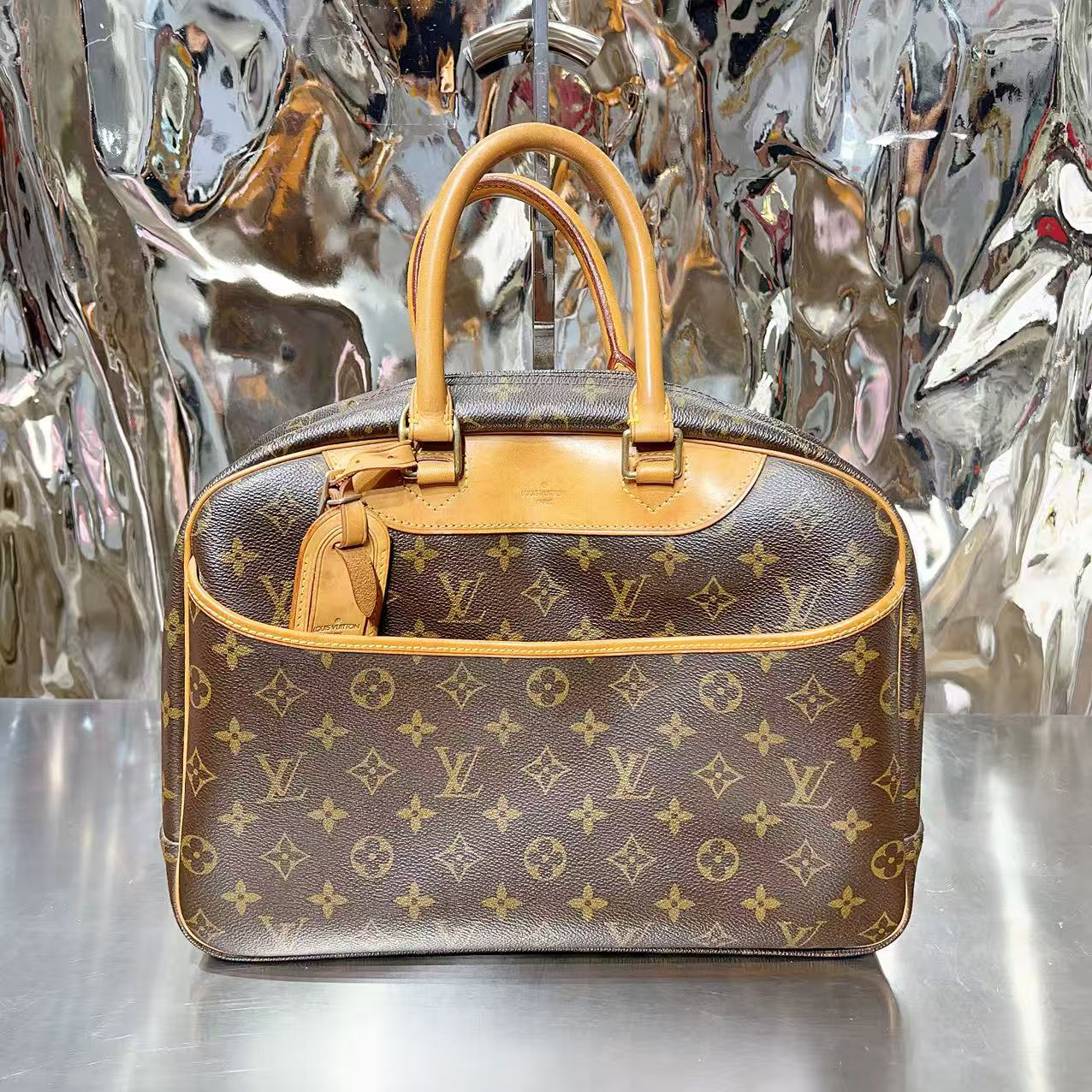 95新 LouisVuitton/路易威登 棕色 老花 珍妮 手提包/HD