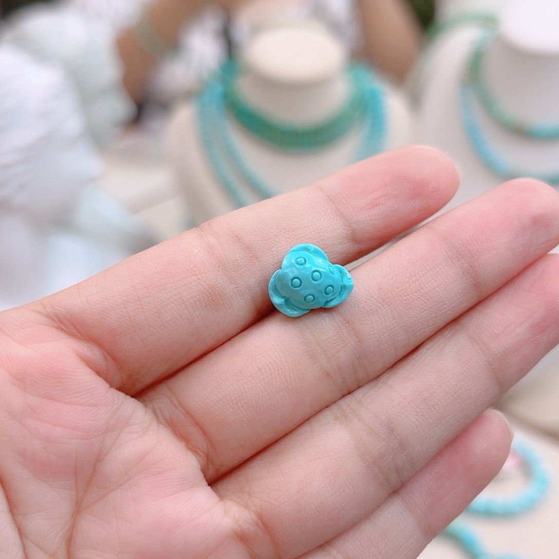 绿松石未镶嵌高瓷蓝莲蓬