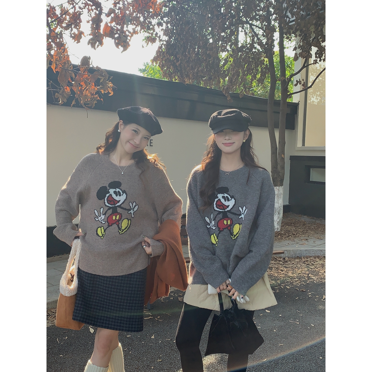 清DMZZ- 4869韩系慵懒卡通米奇减龄软糯套头毛衣宽松含羊毛针织衫