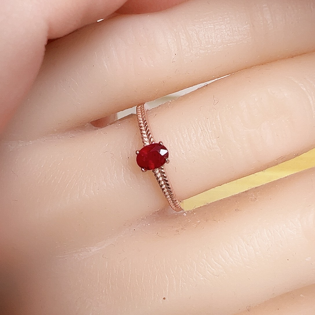 红宝石戒指银S925镶嵌烨*＃