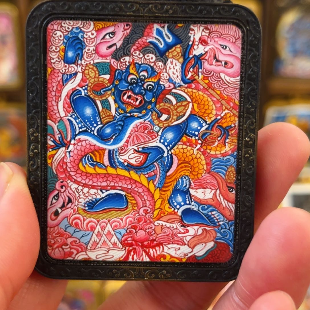 吊坠青海热贡手工绘制大黑天
