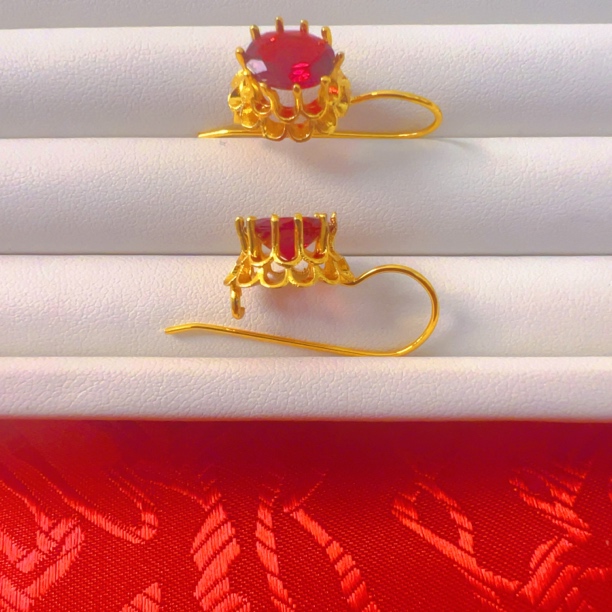 铜合金耳饰 EH079新款时尚休闲百搭轻奢8爪红石头耳环