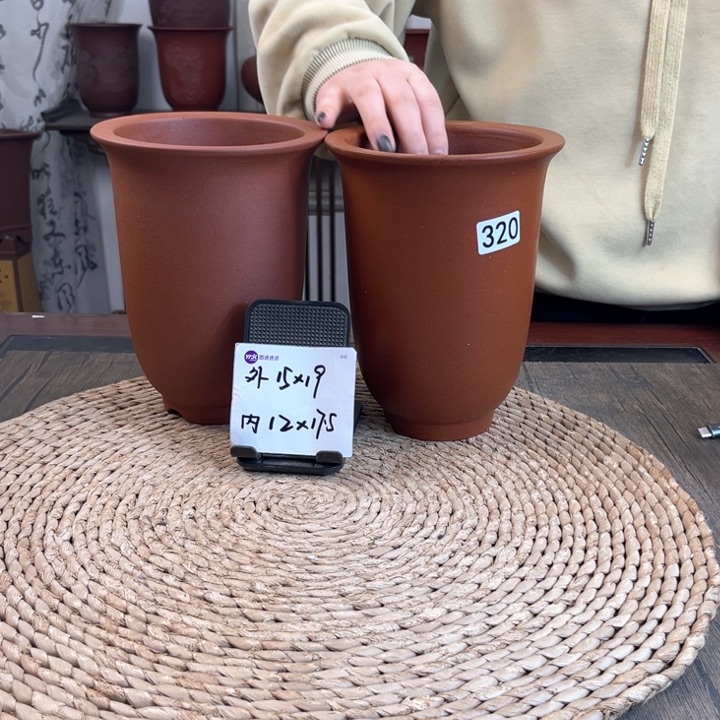 紫砂花盆特价清水金钟两只320