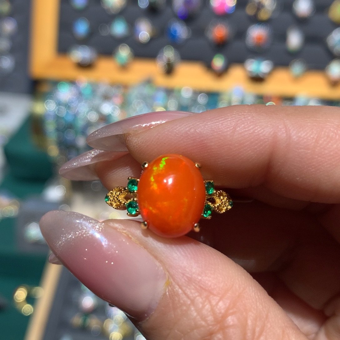 欧泊福利戒指银S925镶嵌