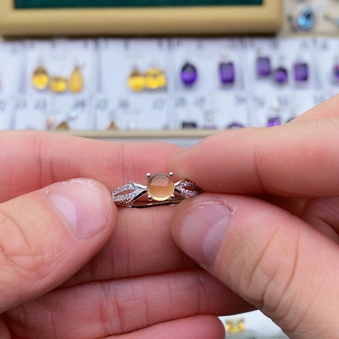 黄晶纯天然黄水晶银S925镶嵌