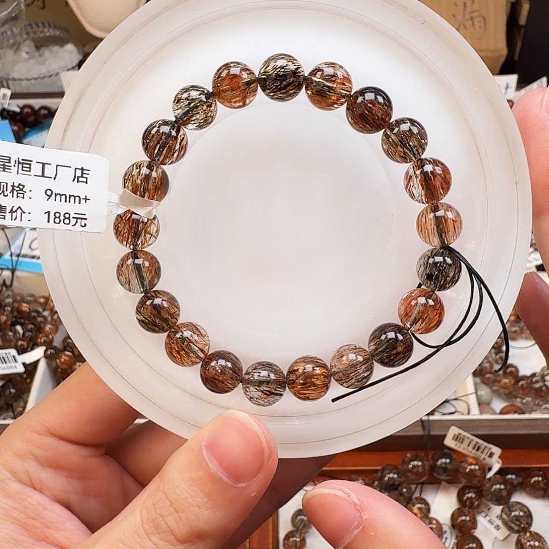 发晶未镶嵌手链天然水晶黑金超七手链手串直播间链接