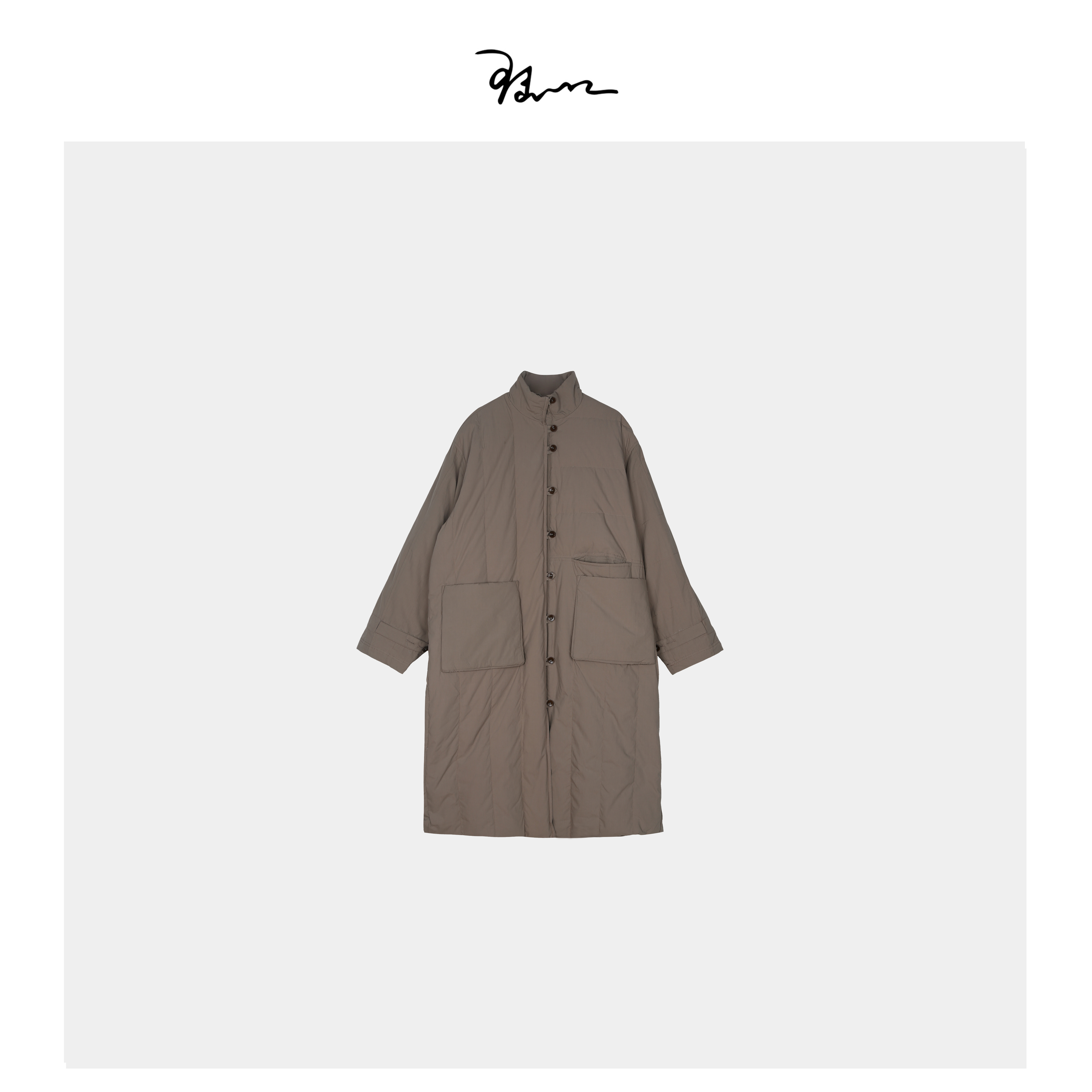 【怀米】陆一口女装定制重磅水洗棉立领廓形长款羽绒服