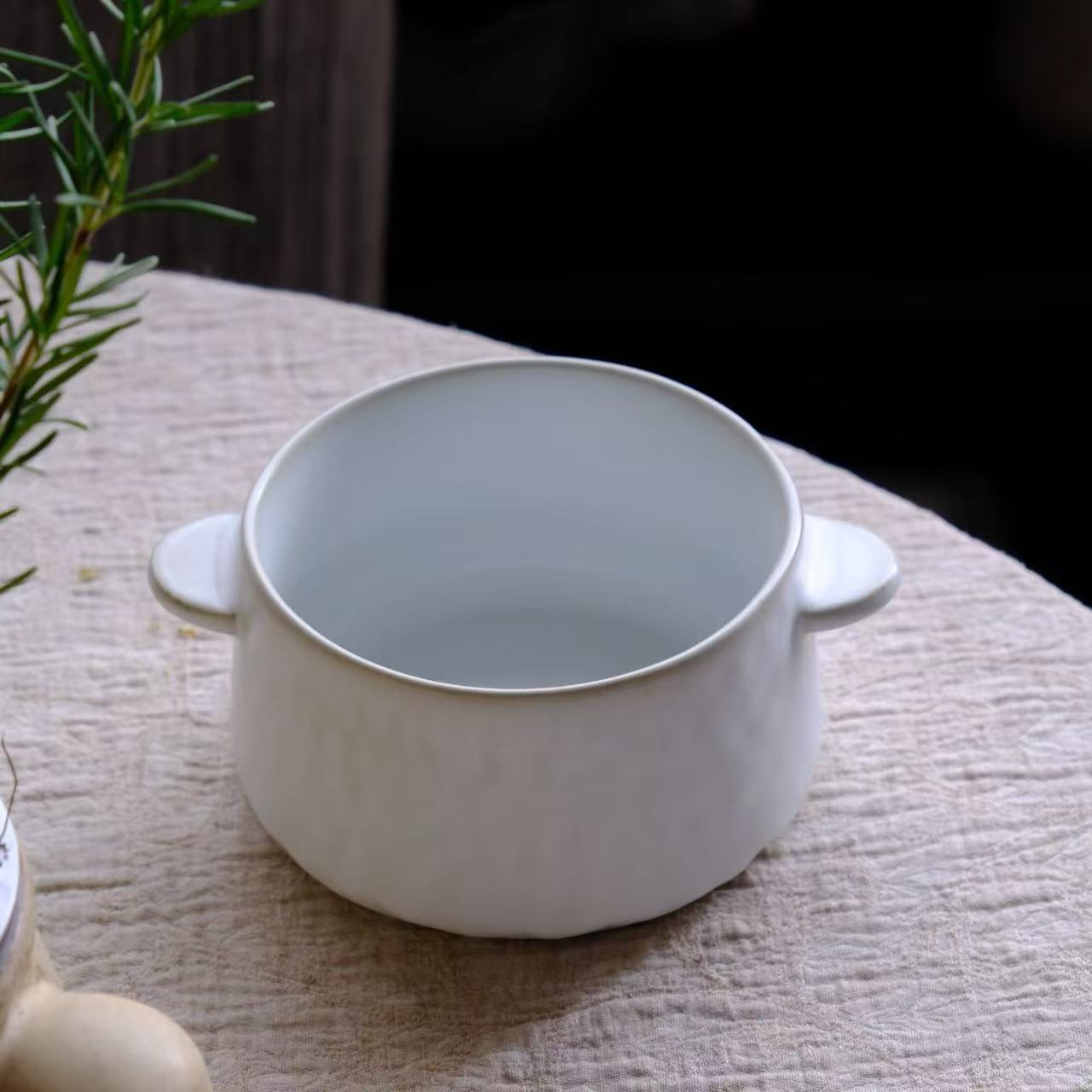 小喜宅 (微瑕)手捏双耳钵（口径11cm，高度7cm）