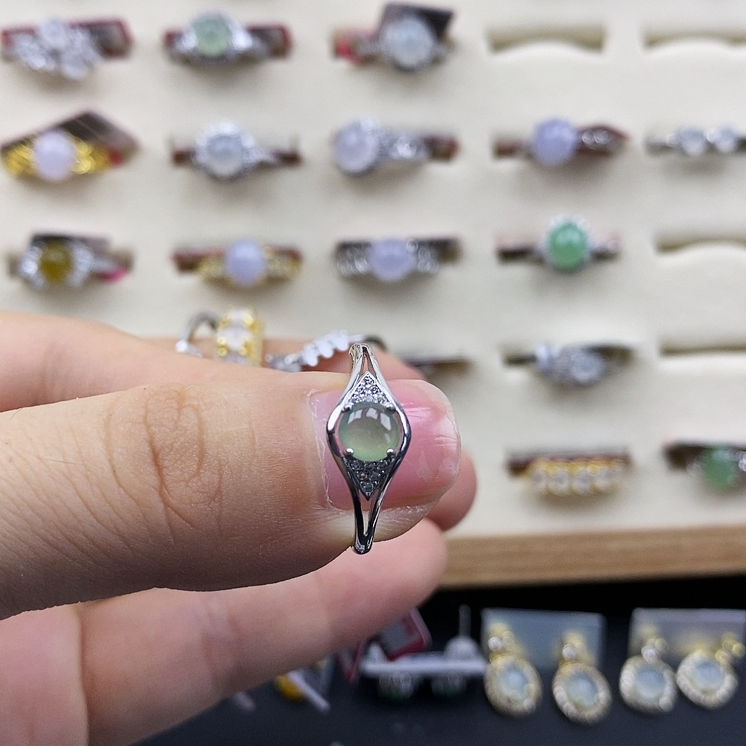 翡翠银S925镶嵌戒指