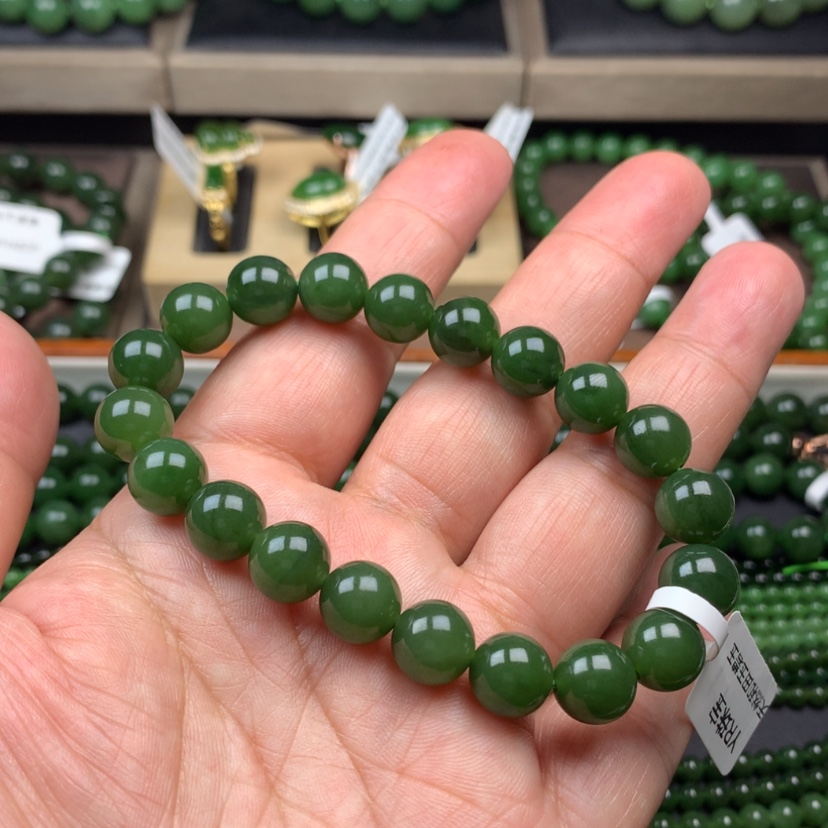 【闪购商品】手串未镶嵌和田玉（碧玉）小*辣绿10m m