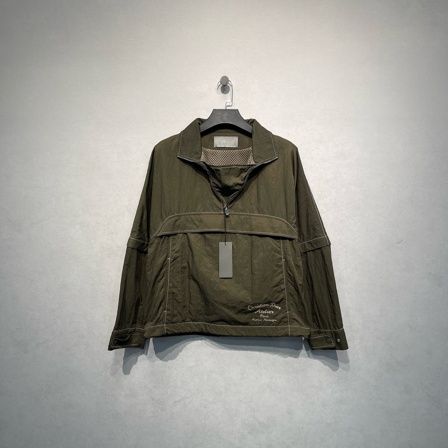 未使用 DIOR/迪奥 Atelier橄榄绿半拉链冲锋衣/48码