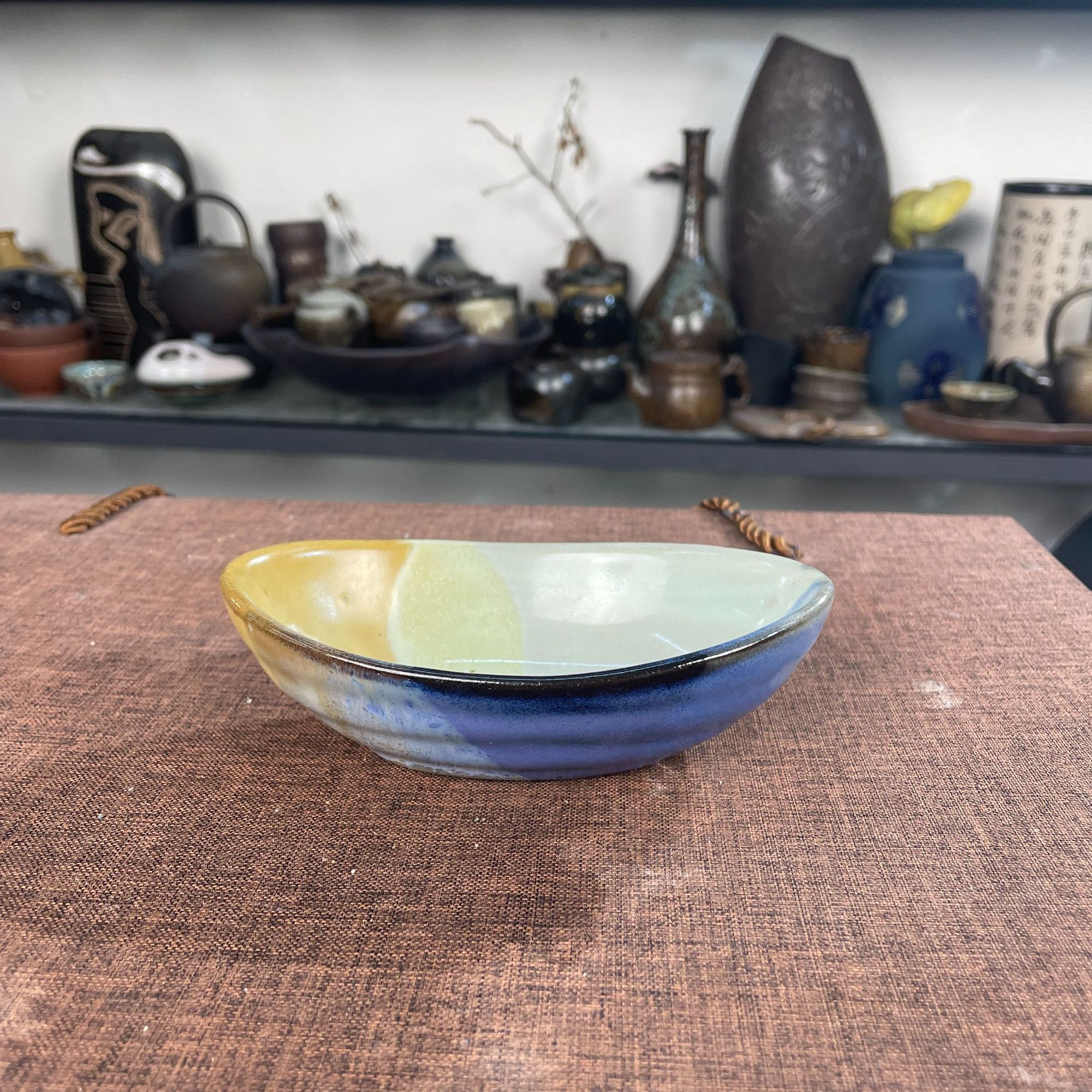 长度13公分紫砂粗陶日系风蘸料蝶