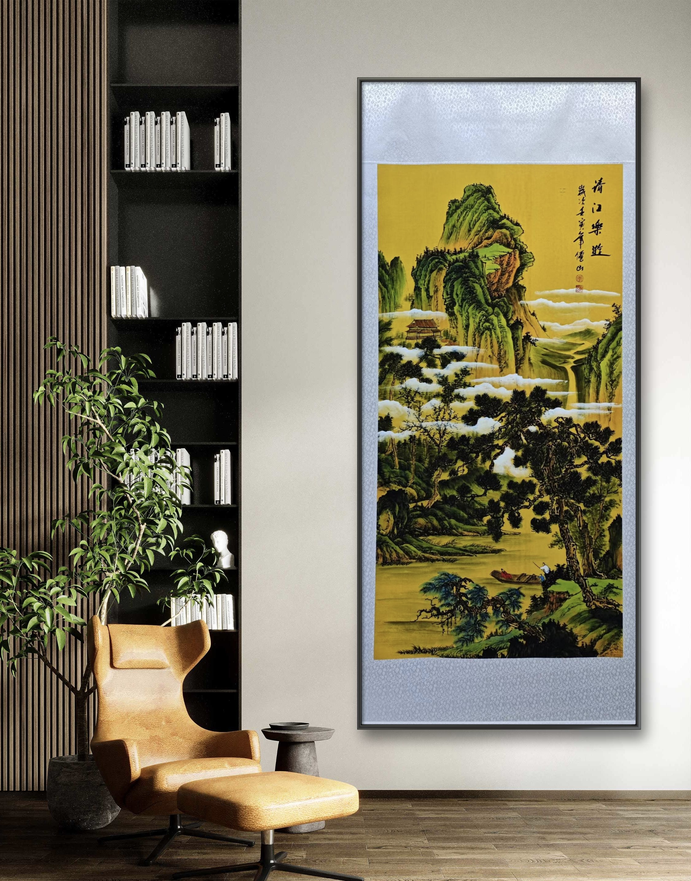 《晴江乐游》170*70竖幅玄关茶室