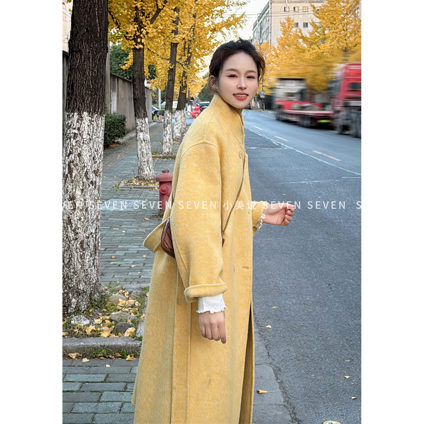 枫叶大衣⑦七七146小个子秋冬款氛围感双面呢羊毛大衣外套女小美说