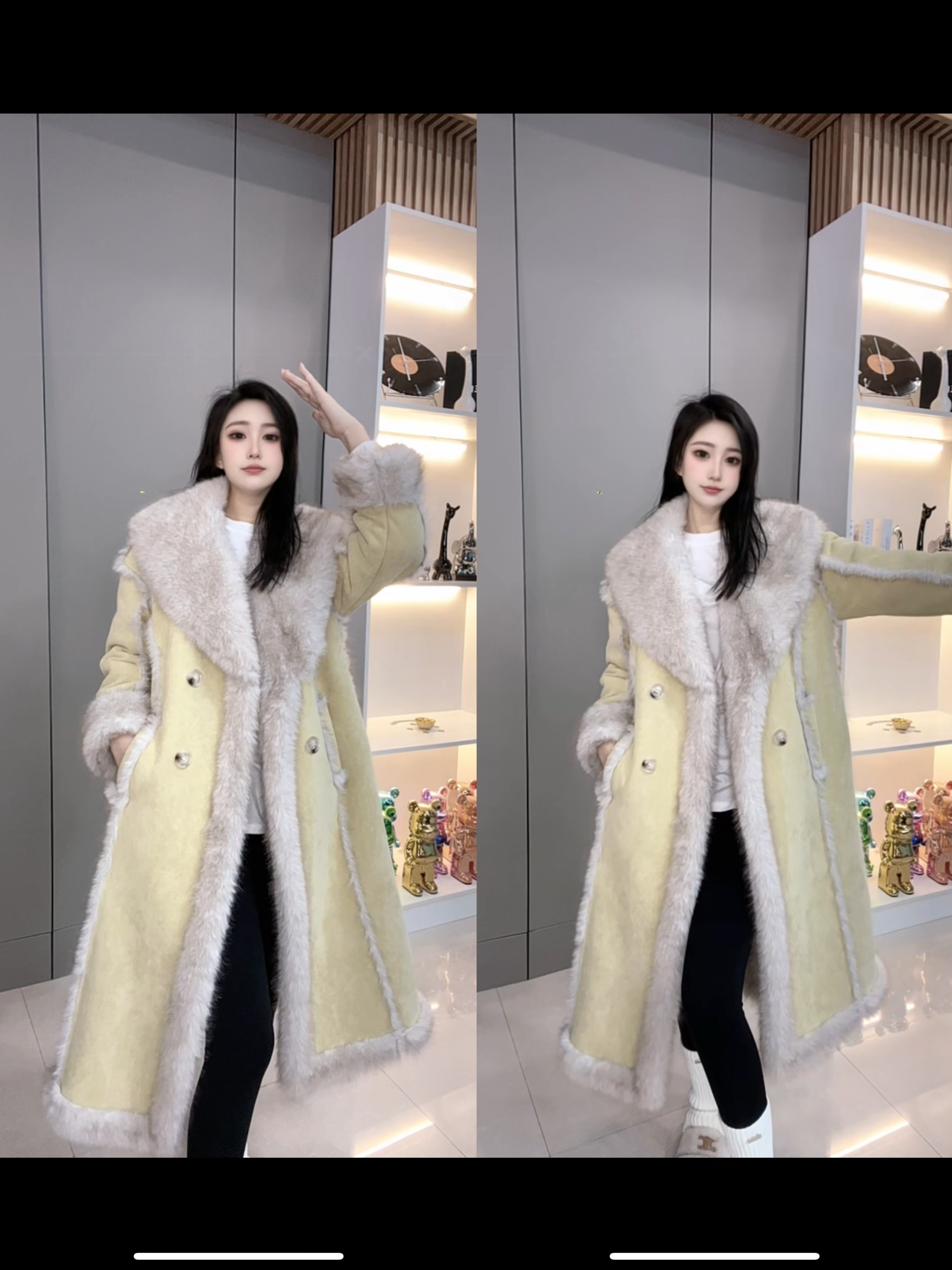 {红人上新}韩版时尚气质毛毛外套