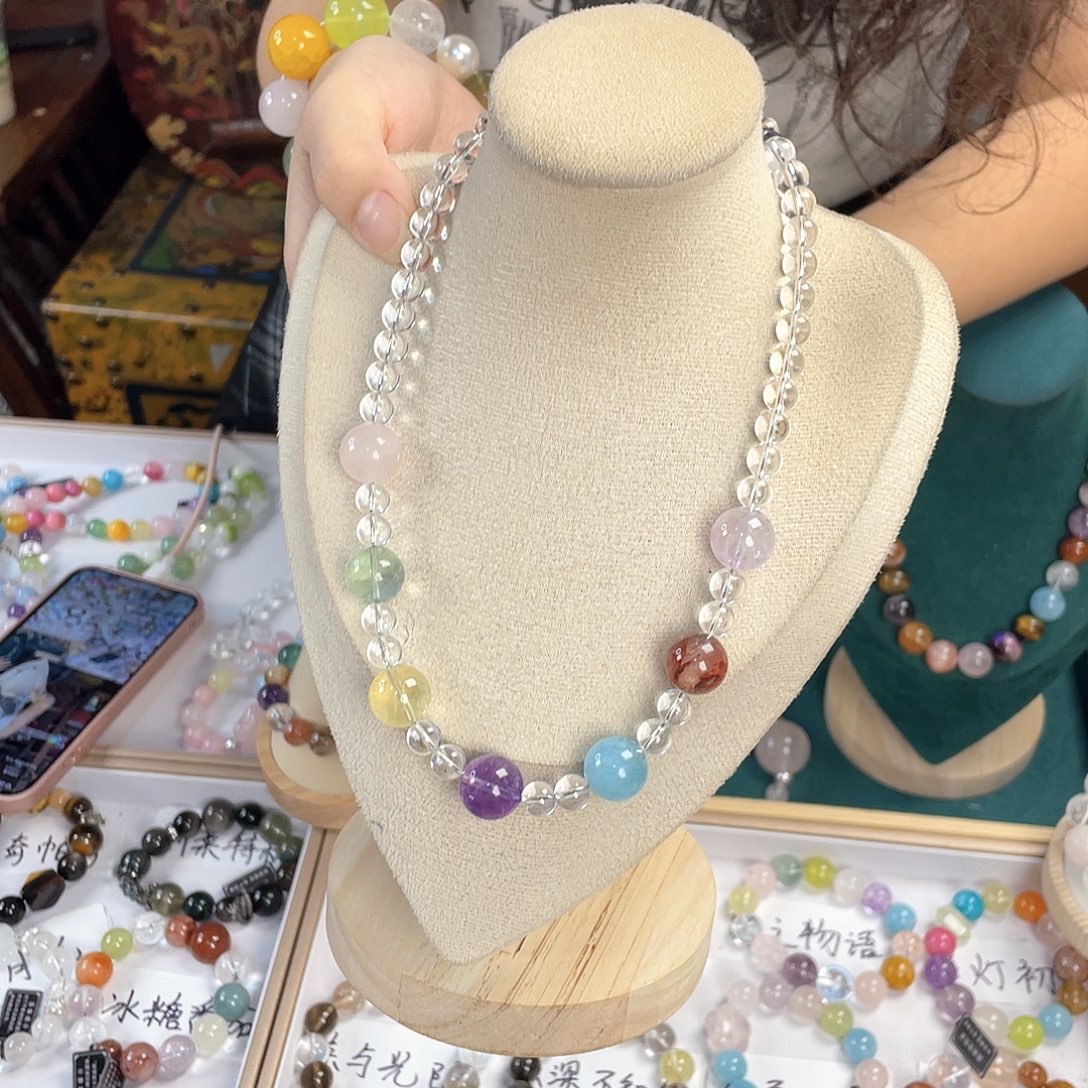 水晶手链银S925镀金镶嵌